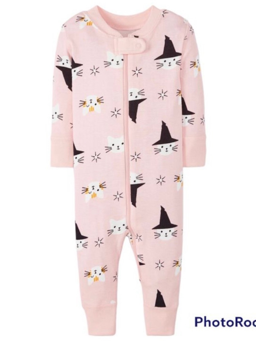 Hanna Andersson Pink Cat Witch-Hat Zip Footed Pajamas